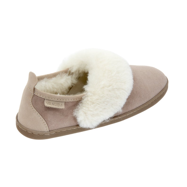 Lederslipper aus Lammfell, beige Damen Haussschuhe, Schlappen für Frauen Bild 6