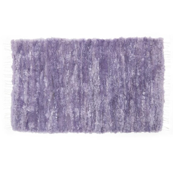 Hand-Knotted Sheepskin Rug, Lilac Wool Carpet, Kids Room Decor (100x60 cm)