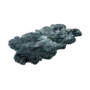 Luxury Genuine Natural Giant Sheepskin Rug, quadruple Blue Marine long throw, 100% lambskin carpet, bedspread, pelt, super soft rug