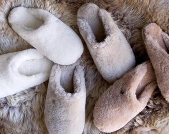 Handmade Sheepskin Mule Slippers MADISON: Women's Warm Wool Lined Shoes size 36-42