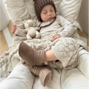 Bébés Bottes Petites Vapeur chaude Papules Cuir Vanuba Peau de mouton Vanuba Cadeau de Noël Beige