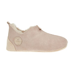 Beige Lammfell Hausschuhe, Warme Damenstiefel, Echtleder Pantoffeln Bild 4