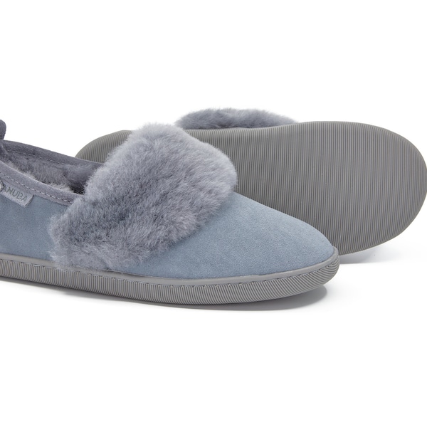 Women Natural Sheepskin Slippers, Grey Fur Moccasins, Handmade Home Shoes from 100% natural leather, perfect gift for her, mothers day gift