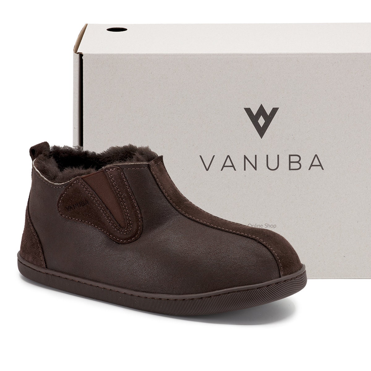 Pantofole Uomo In Pelle Di Pecora Con Interno In Lana - Comode E Calde, Taglie EU 40-46, Marroni - Foto 2