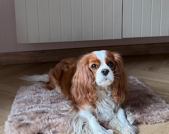 Sheepskin dog mat, natural eco-friendly, safe handmade rug for pets