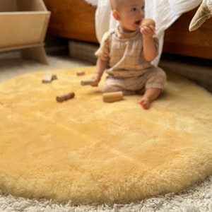 Luxuriöses Echtes Schafsfell Baby Spielmatte 100cm, Baby Relugan, Schafsfell Spielmatte, Kinderzimmerteppich, 100% echtes Schafsfell