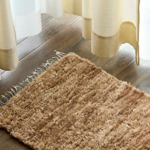 Handgewebter Teppich aus Schaffell, Kleiner Lammfell Teppich Beige Bild 7