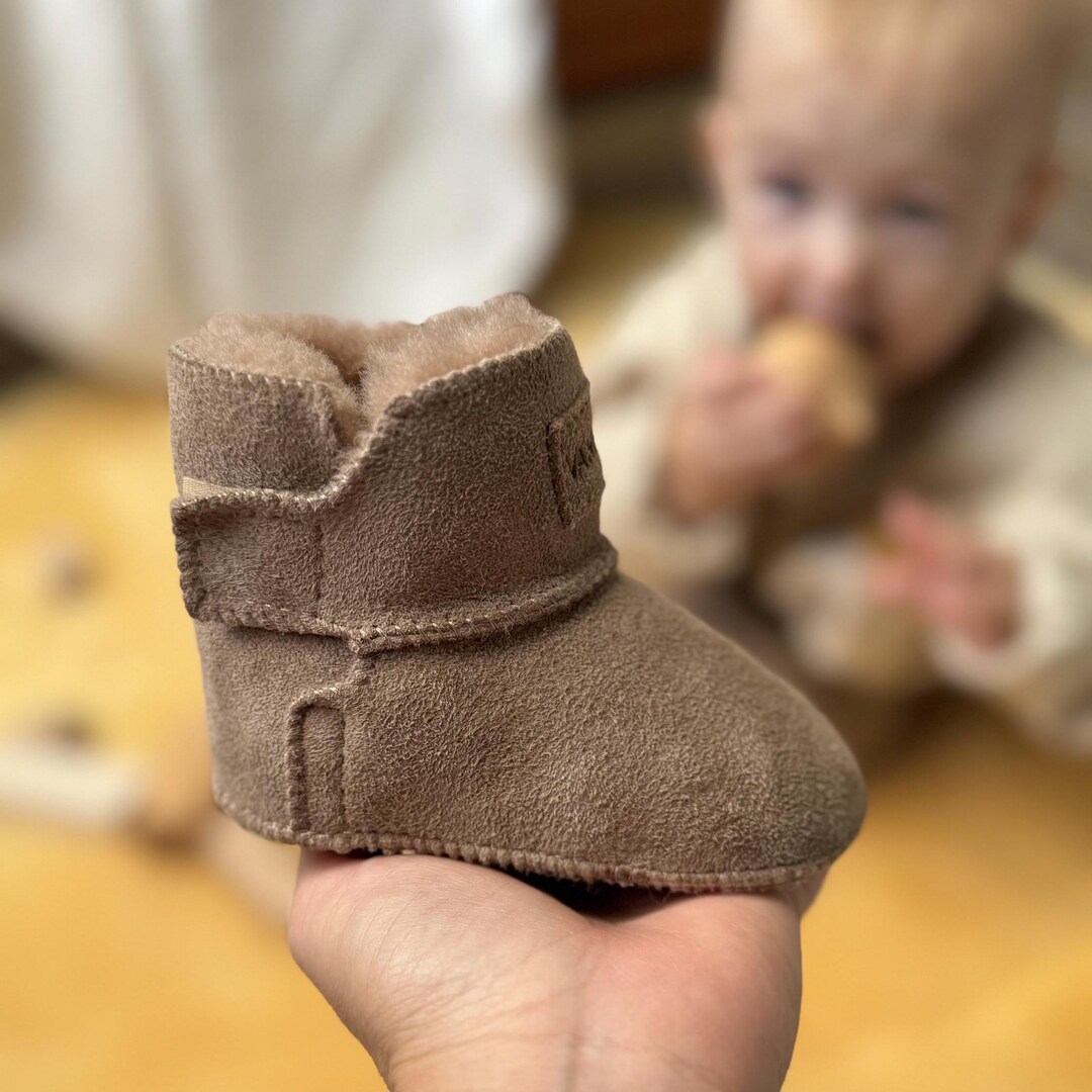 Botitas de piel de oveja para bebé, zapatillas 100% de piel