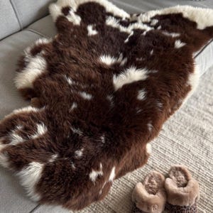 Luxury 100% Natural Rare Breed Sheepskin Rug size from 100-120cm, Organic, Unique pelt, Sheepskin Chair/Bed Throw, home decor gift idea