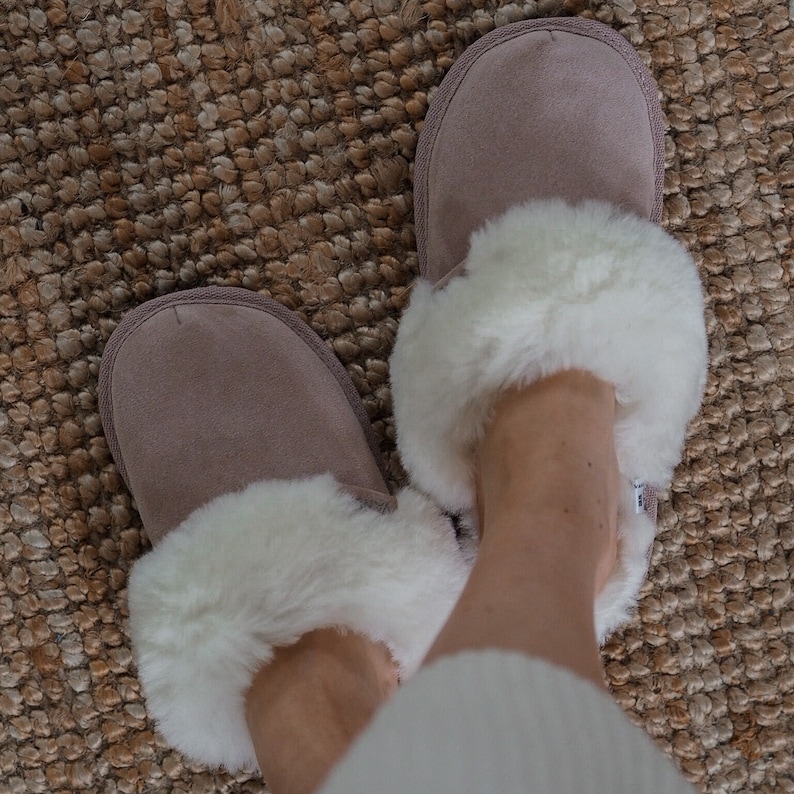 Damen Lammfell Hausschuhe, 100 % Naturleder, Handgemachte Pantoffeln, echte Leder Slipper Bild 5