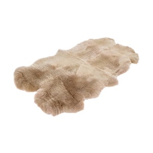 Luxury Genuine Natural Giant Sheepskin Rug, quadruple Beige/pale Pink long throw, 100% lambskin carpet, bedspread, pelt, super soft rug