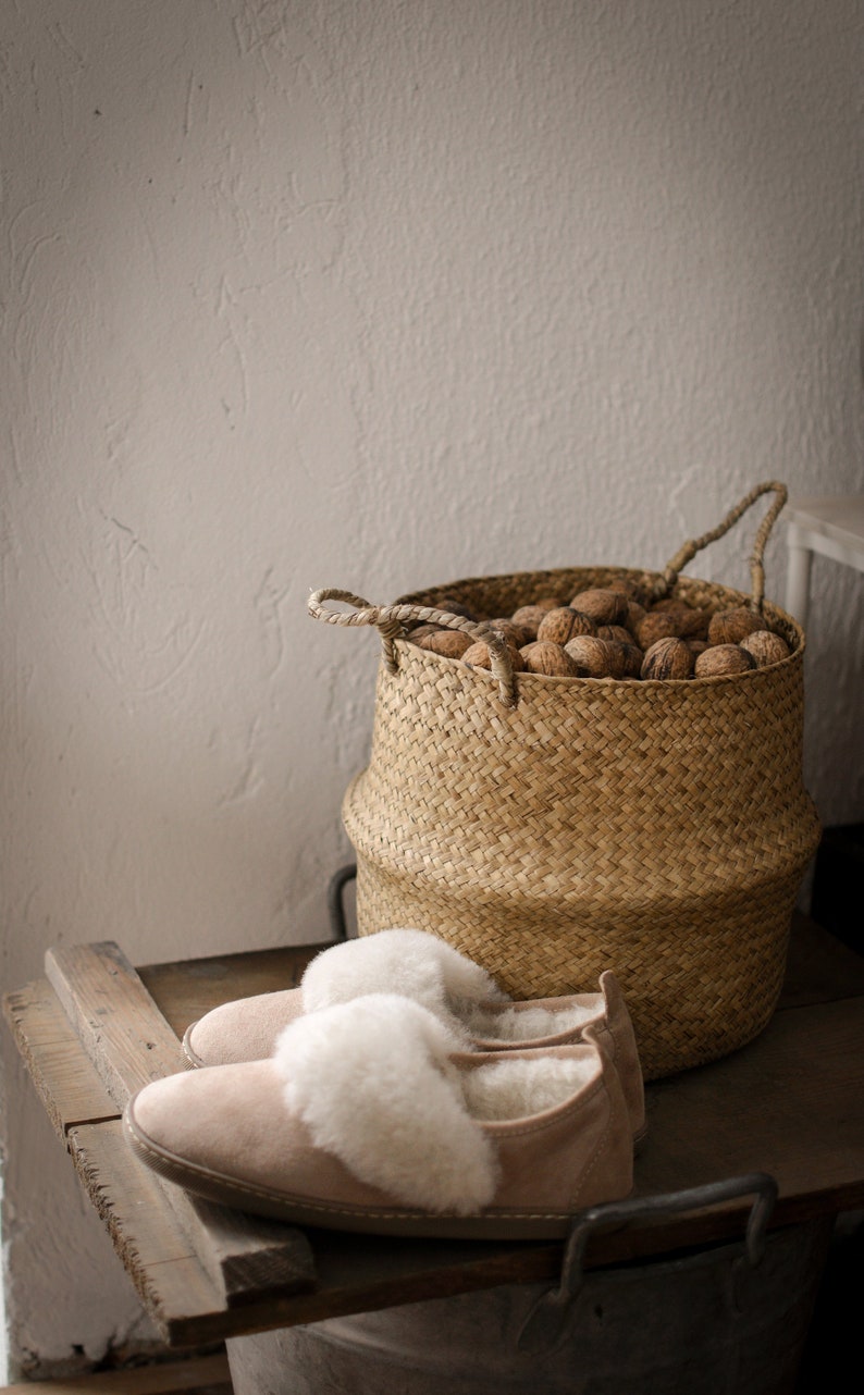 Pantoufles en Peau de Mouton Mokasin avec Moufles Vanuba Cadeau de Noël en Peau de Mouton Beige image 4