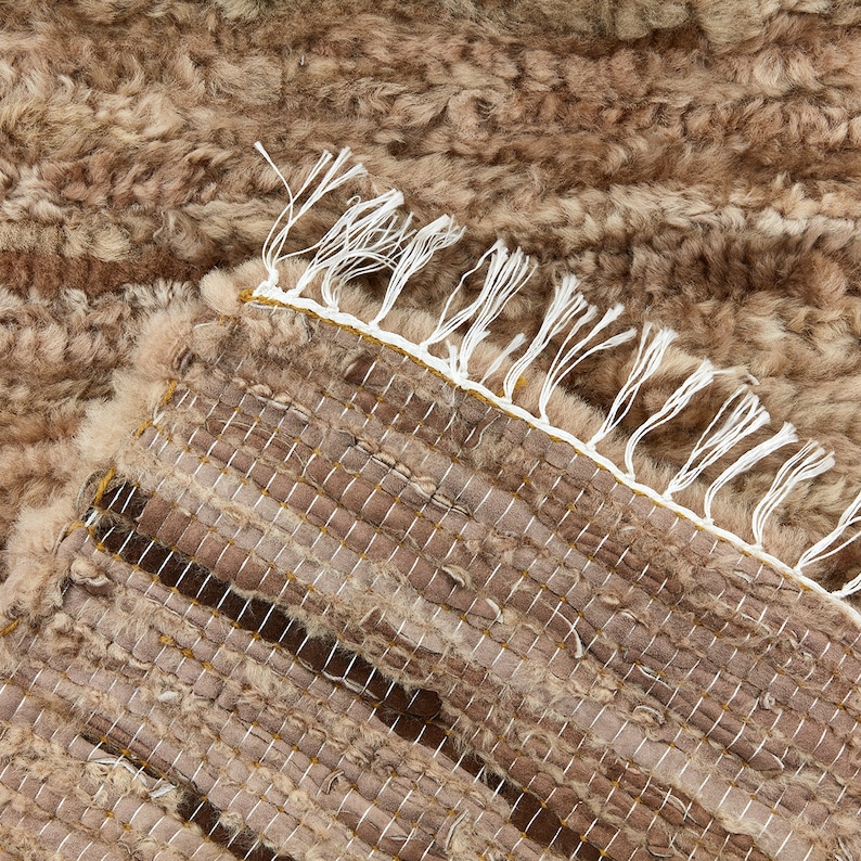 Handgewebter Teppich aus Schaffell, Kleiner Lammfell Teppich Beige Bild 8