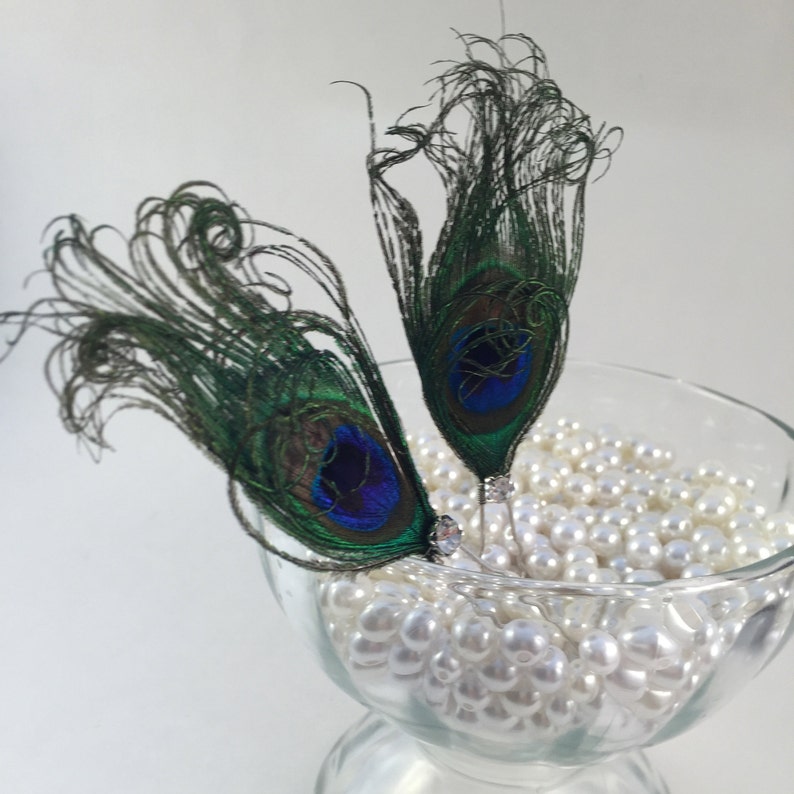 Bridal peacock hairpin peacock U hairpin Feather U Hairpin 4-Peacock feather U hair pin