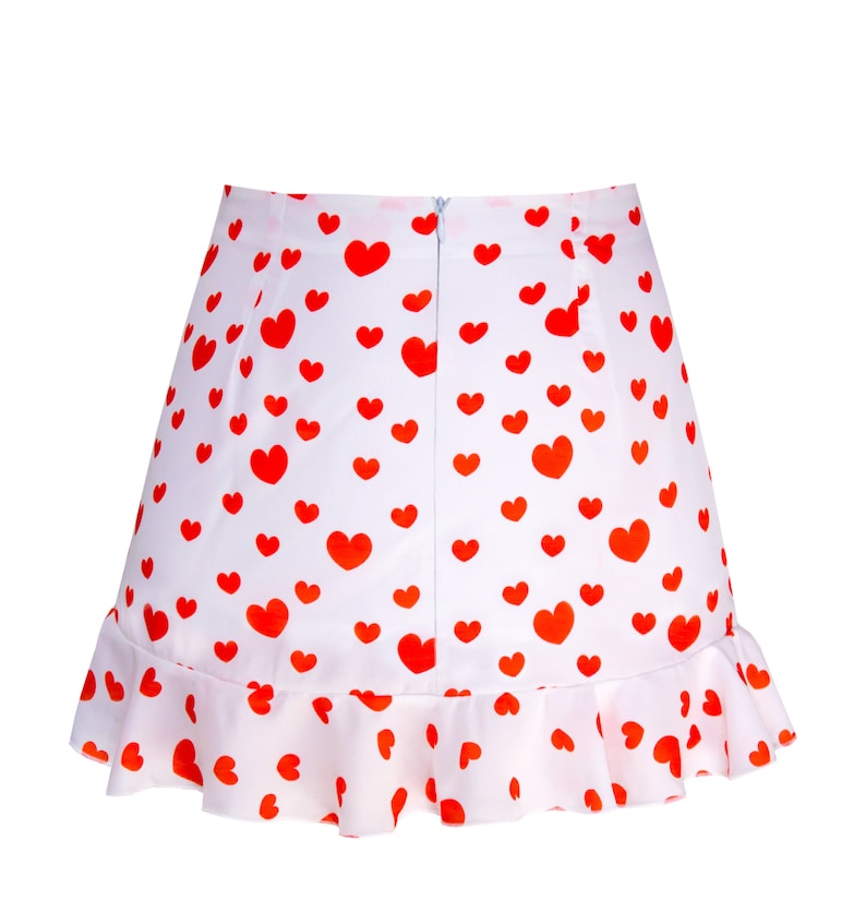 Jfashion casual lolita Chiffon Skirt Harajuku HEARTS fairy kei Heart pastel colorful Frill Valentines sweet kawaii