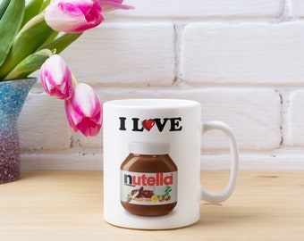 I Love Nutella Mug 11 oz Printed Ceramic Coffee Mug Tea Cup
