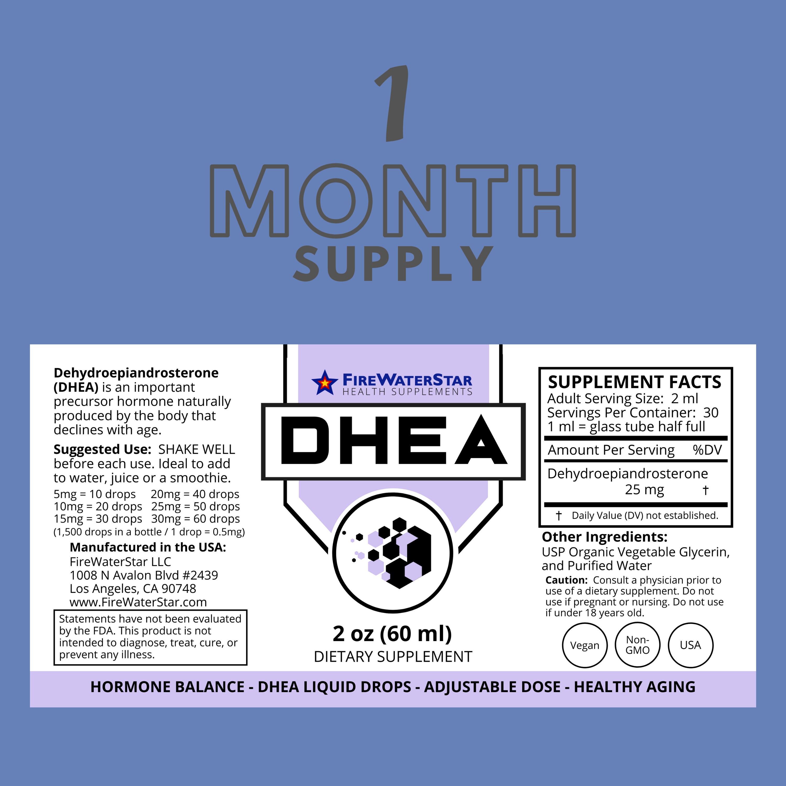 DHEA Liquid Drops Adjustable Dosing Micronized Supports Healthy Aging