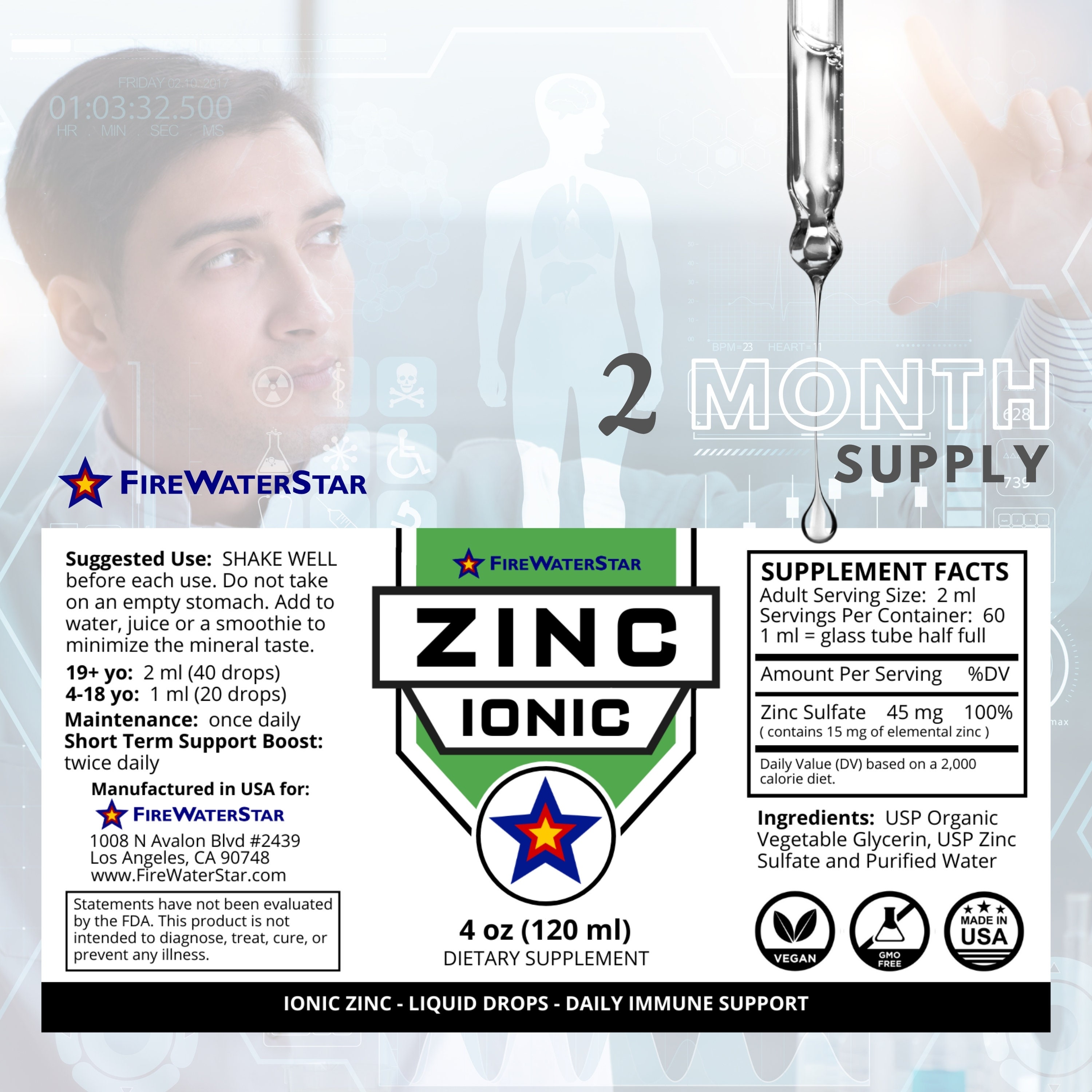 Liquid Zinc Drops Ionic Zinc Sulfate Supplement 4oz Etsy