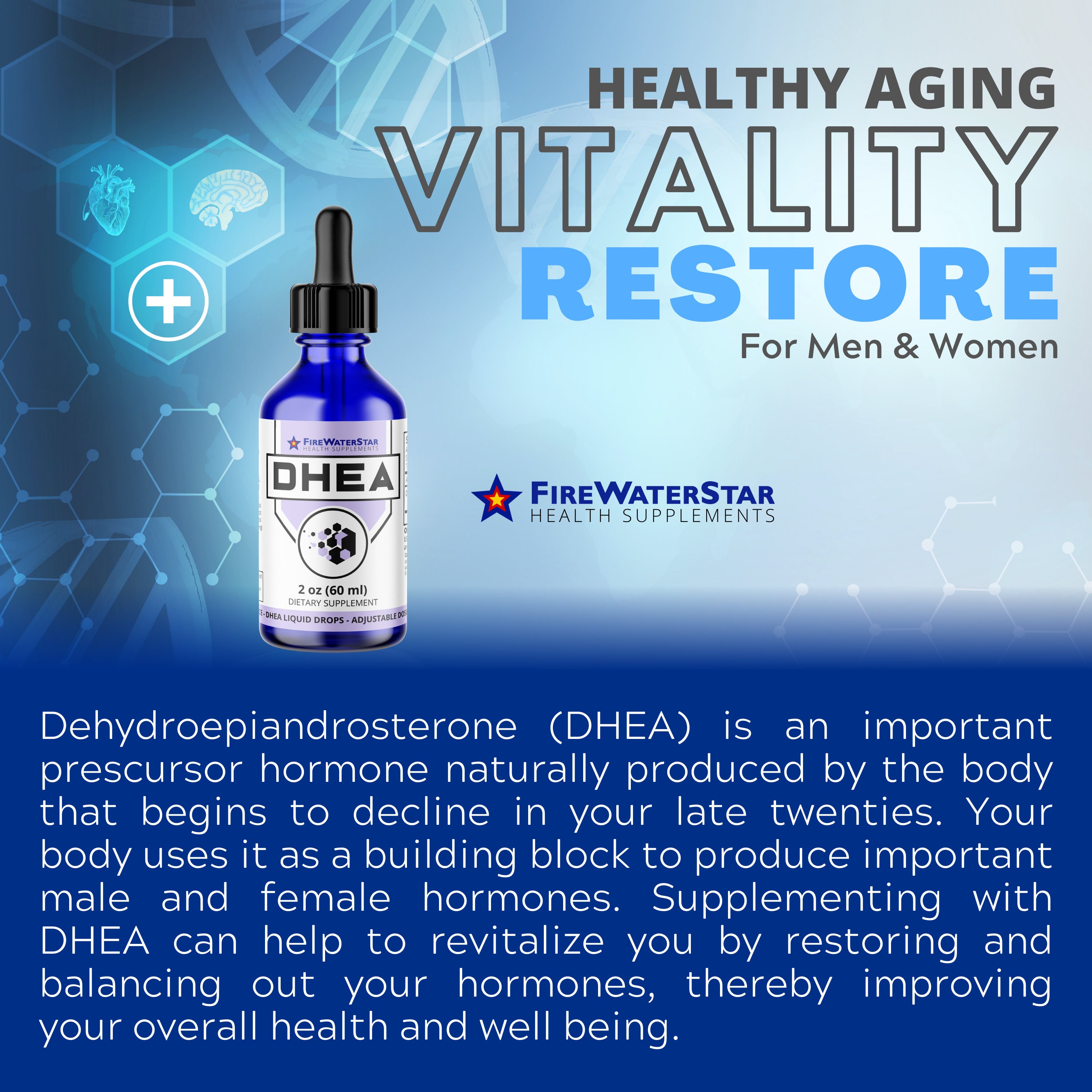 DHEA Liquid Drops Adjustable Dosing Micronized Supports Healthy Aging