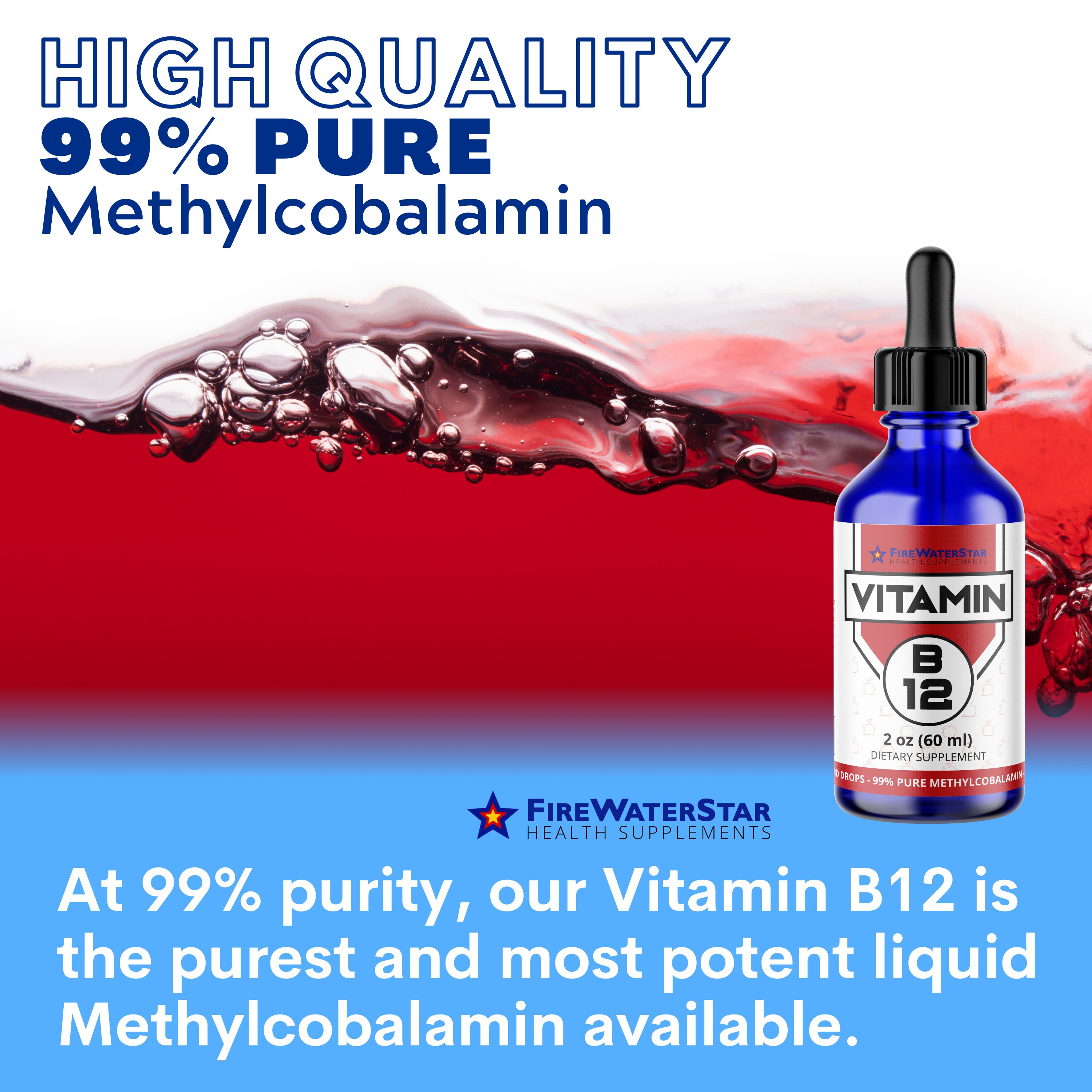 Vitamin B12 Sublingual Liquid Drops 99 Pure Methylcobalamin Adjustable