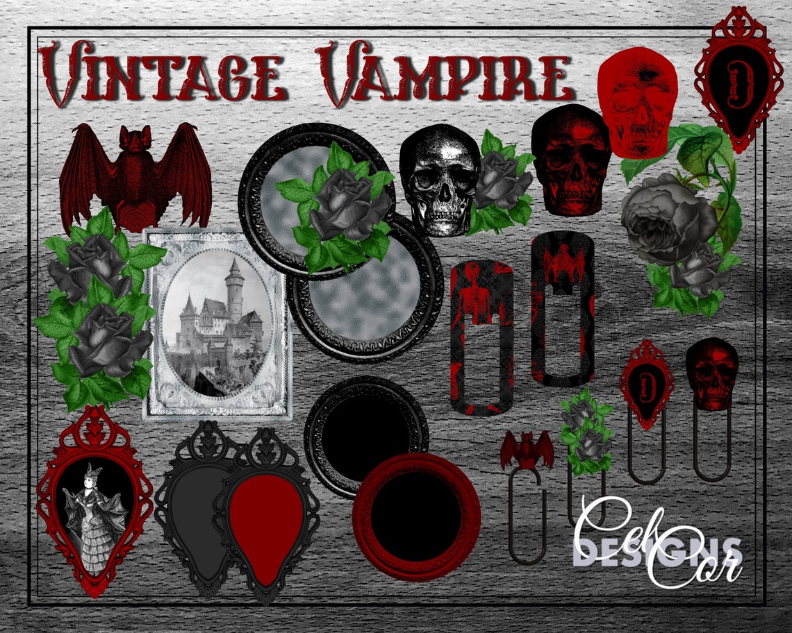 Vintage Vampire Digital Sticker Set for Planning Junk - Etsy