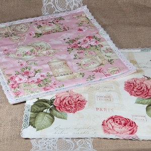 Placemats Table centerpieces Hot plate pads Cotton fabric with organic cotton batting inside Hand made Unique Vintage style Birthday gift