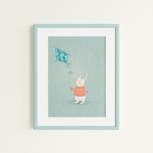 Impresión de ilustración animal para niños, ilustración de conejos para niños, impresión para niños, impresión para niños, arte para niños, arte de la habitación para niños, arte de pared - impresión A4