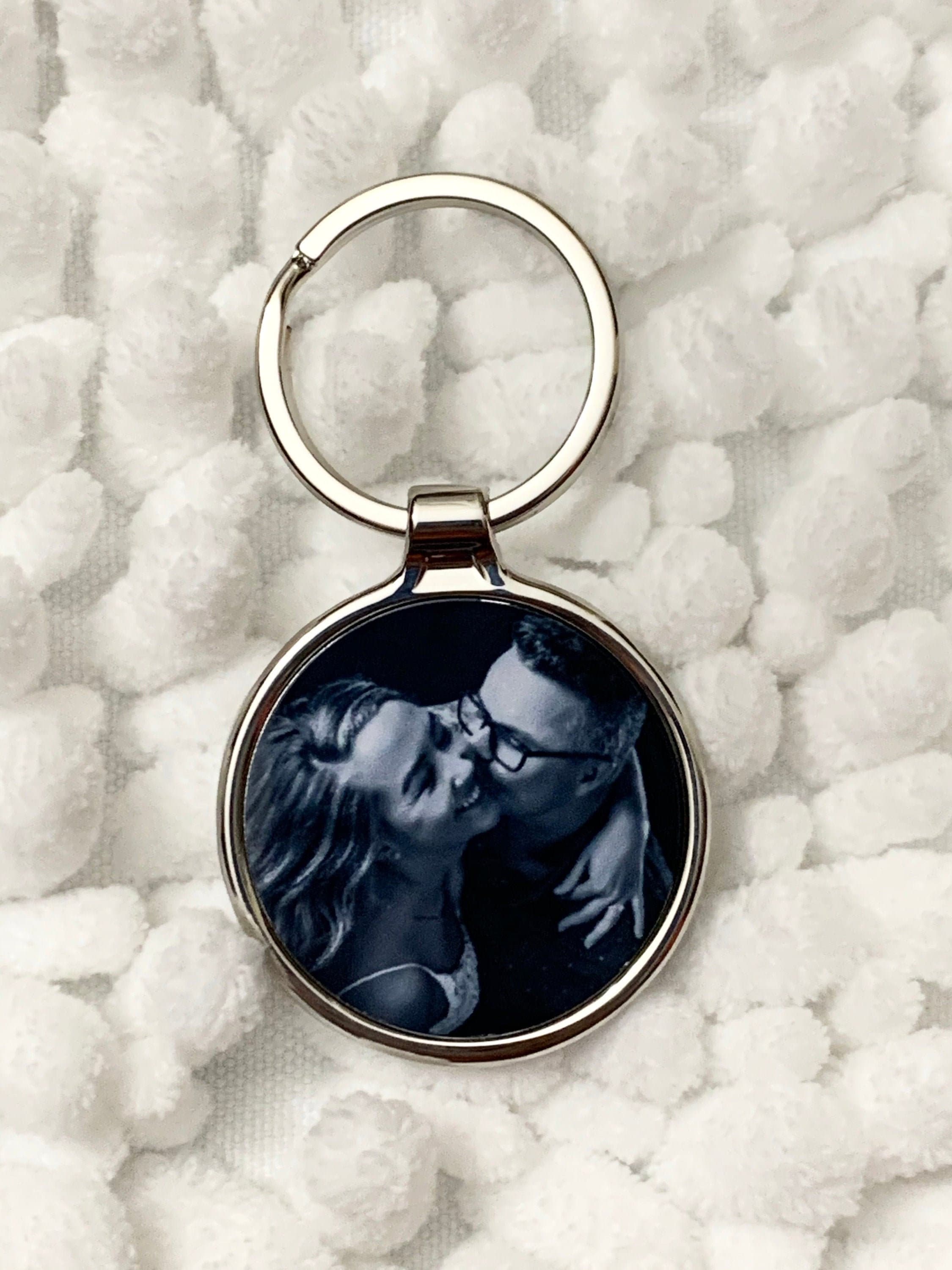 Personalized Silver Metal Keychain ROUND add your High | Etsy