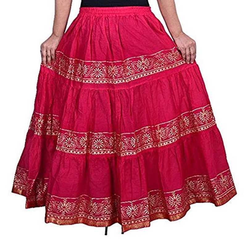 Women/'s Traditional and Stylish Rajsthani Wrap-Around Long Skirt with Printed Tie Bohemian Gypsy Hippie Boho Skirt Flamenco Skirt Sarong