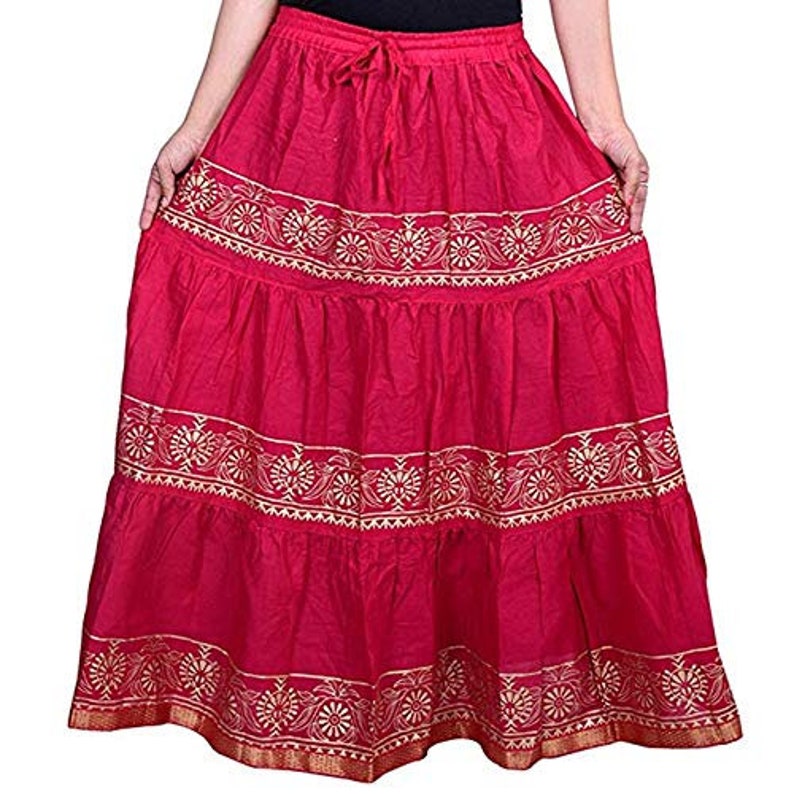 Women/'s Traditional and Stylish Rajsthani Wrap-Around Long Skirt with Printed Tie Bohemian Gypsy Hippie Boho Skirt Flamenco Skirt Sarong