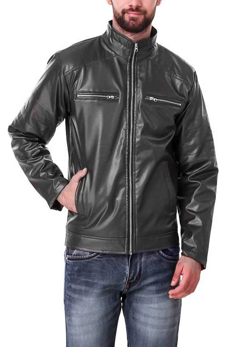Men/'s Black Faux Leather Jacket Regular Regular Fit Long Sleeve Jacket Keep Warm Winter Jackets Party Night Casual Jacket Hoodies Jacket