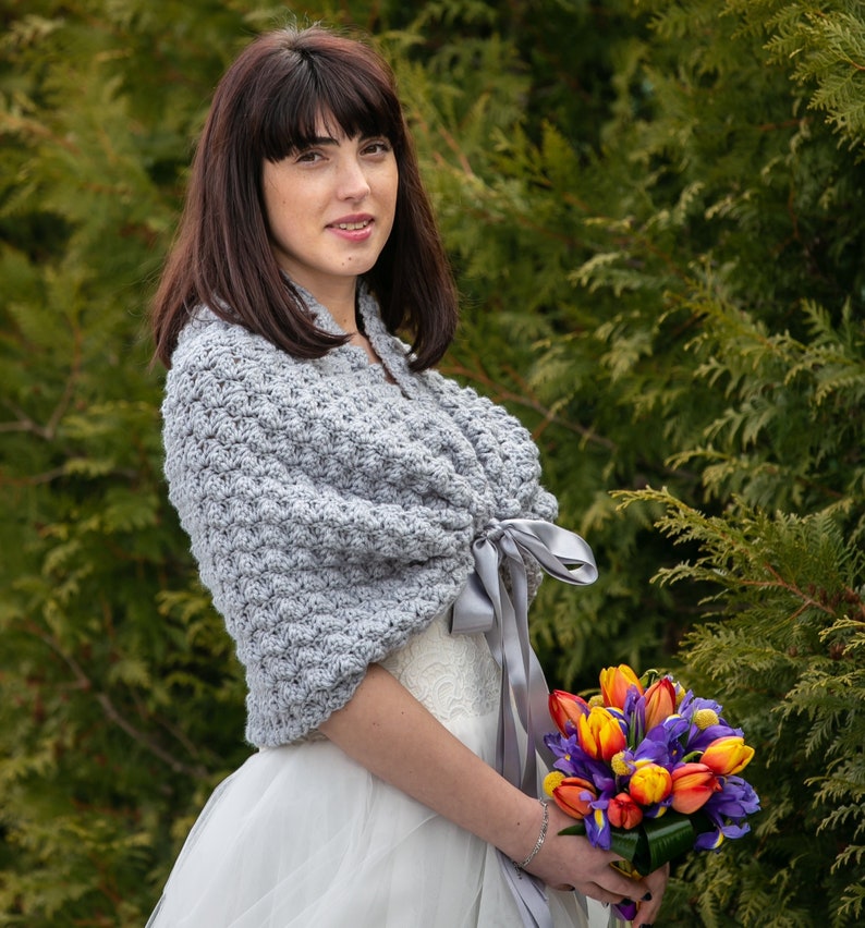 Grey Wedding Shawl Winter Wedding Cape Perfect Bridal Shrug Etsy