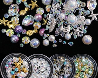 10g Pastel Mixed 3,4,5,6mm Caviar Pearl Beads No Hole Rainbow Mermaid Gradient