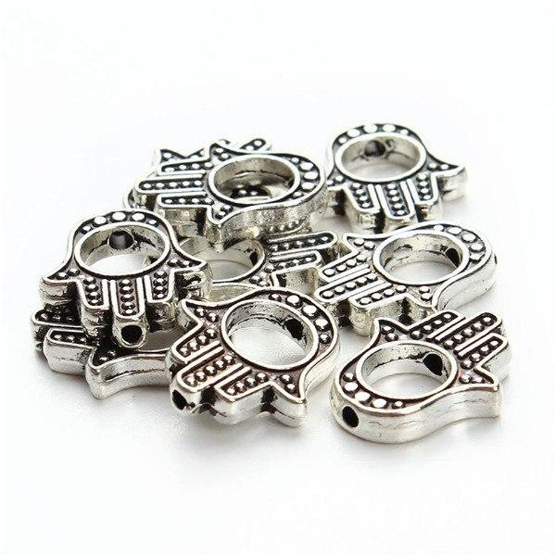 DIY Supplies for Jewelry Making 20pcsbag 13x15mm Fatima Hand Charms Antique Silver Antique Gold Mini Hole Bead Fittings