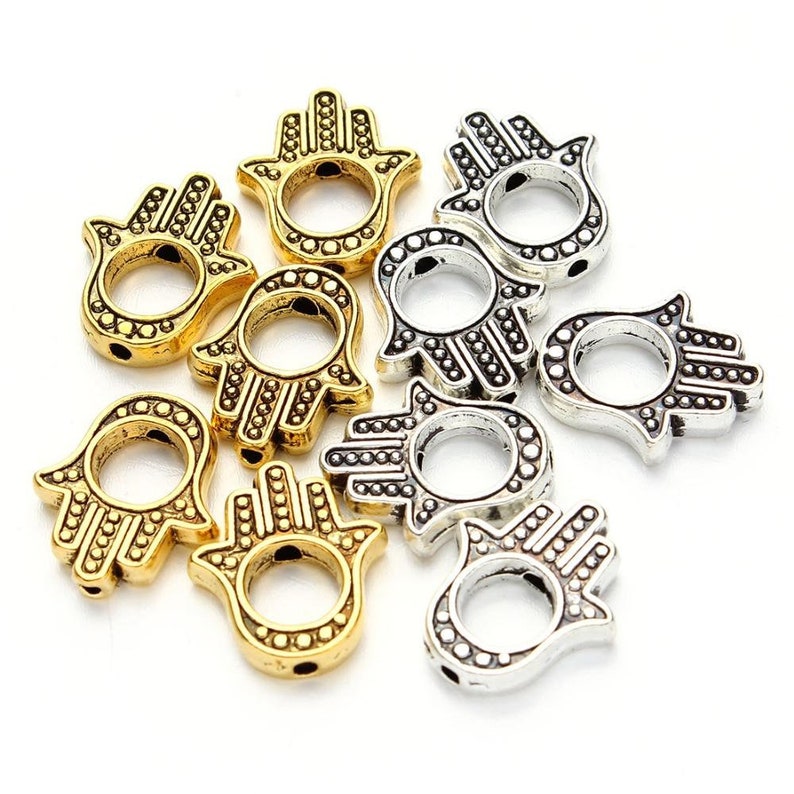 DIY Supplies for Jewelry Making 20pcsbag 13x15mm Fatima Hand Charms Antique Silver Antique Gold Mini Hole Bead Fittings