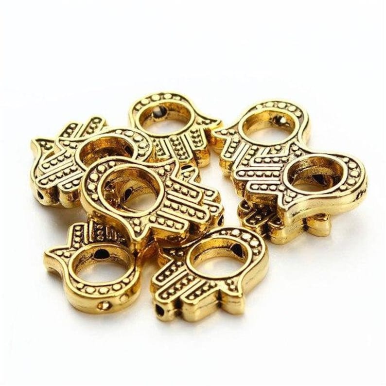 DIY Supplies for Jewelry Making 20pcsbag 13x15mm Fatima Hand Charms Antique Silver Antique Gold Mini Hole Bead Fittings