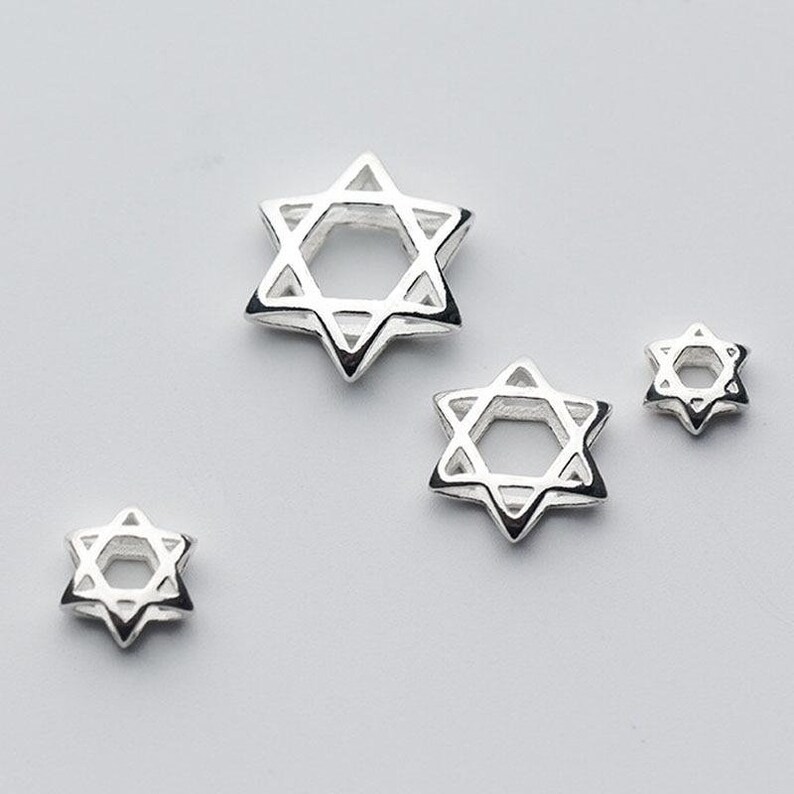 100/% 925 Sterling Silver Craft Hollow Spacer Beads 7.5 9.5 12.5 13.5 15.5mm Fashion Star of David Charm Beads Diy Jewelry Making