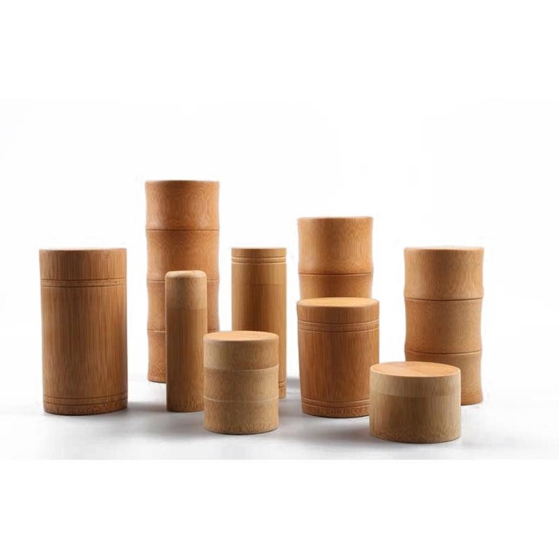 1PC bamboo tea box portable round manual natural storage box tea column travel China Pu/'er tea green tea storage container hot