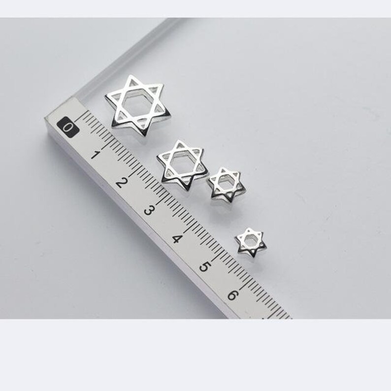 100/% 925 Sterling Silver Craft Hollow Spacer Beads 7.5 9.5 12.5 13.5 15.5mm Fashion Star of David Charm Beads Diy Jewelry Making