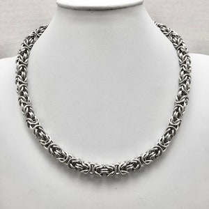 chunky aluminum Byzantine chain necklace, Byzantine necklace silver, Byzantine chain necklace silver chunky silver chain aluminum chain mail
