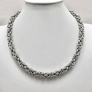 chunky aluminum Byzantine chain necklace, Byzantine necklace silver, Byzantine chain necklace silver chunky silver chain aluminum chain mail