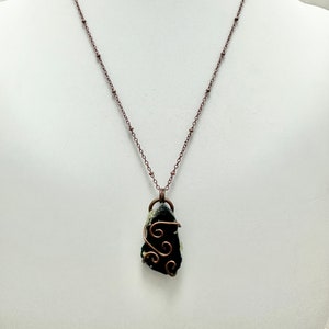 Teal Ancient Roman Glass Pendant Necklace: Handmade Copper Wire Wrapped Jewelry