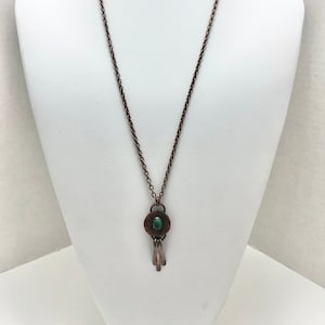 Handmade Copper Malachite Necklace: Long Boho Fringe Jewelry