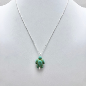 turquoise howlite sea turtle necklace, turquoise turtle necklace, turquoise sea turtle necklace, sea turtle necklace, turtle necklace, stone