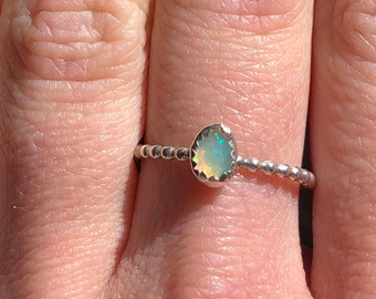 Ethiopian opal ring, Ethiopian opal ring sterling silver, welo opal ring, dainty opal ring, opal ring sterling silver, opal stacking ring