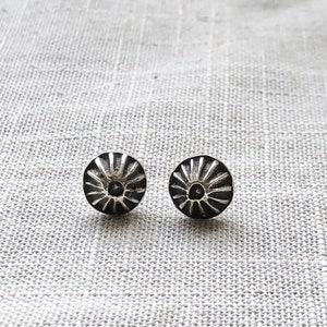 Oxidized Sterling Silver Sunburst Stud Earrings: Recycled Silver
