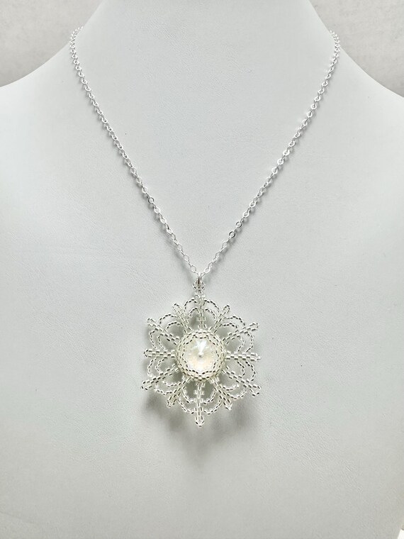 Collier pendentif flocon de neige en cristal, pendentif flocon de