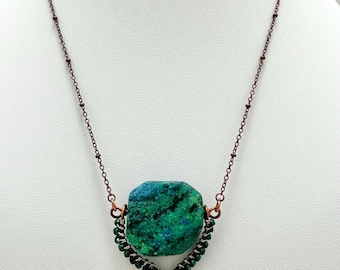 天然クリソコラのワイヤーラップペンダント - Etsy 日本