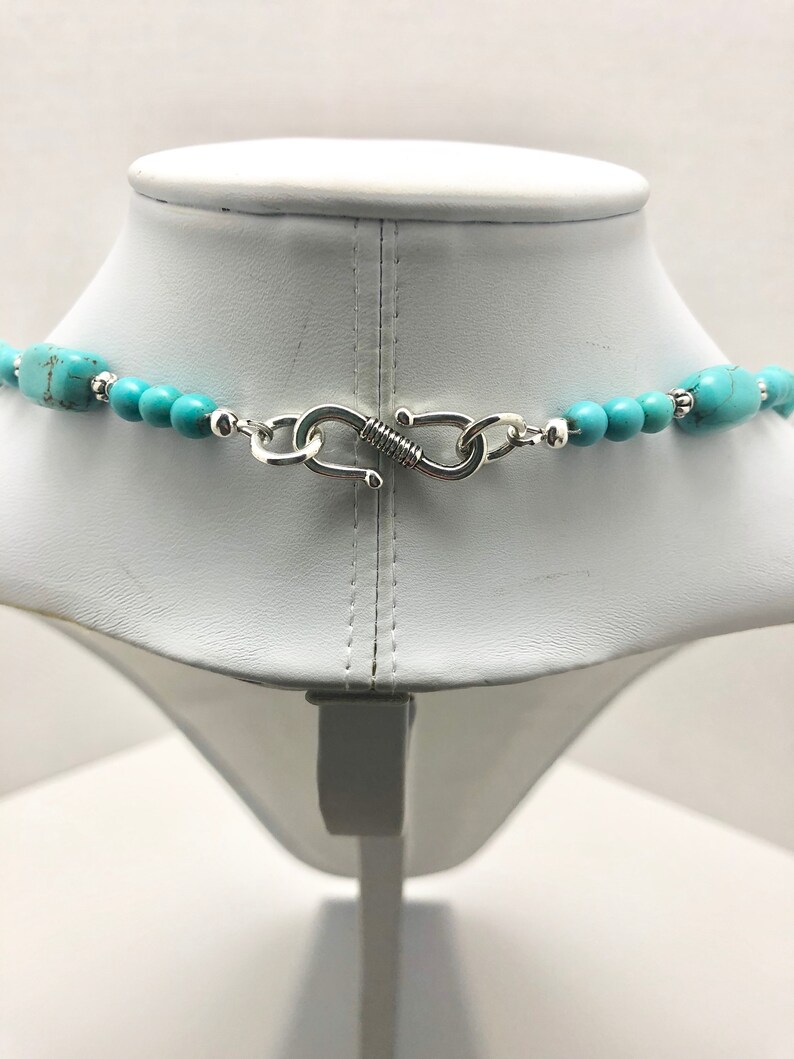 turquoise magnesite statement necklace southwestern inspired turquoise necklace triple strand turquoise magnesite necklace