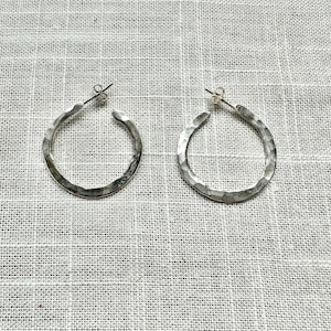Hammered Sterling Silver Hoop Earrings: Rustic Sparkle
